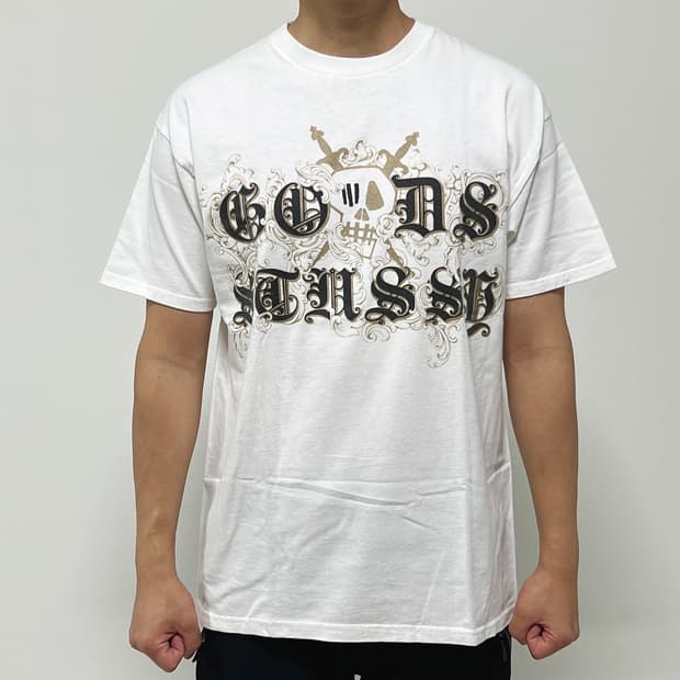 스투시 x GOODS 스컬 티셔츠 화이트