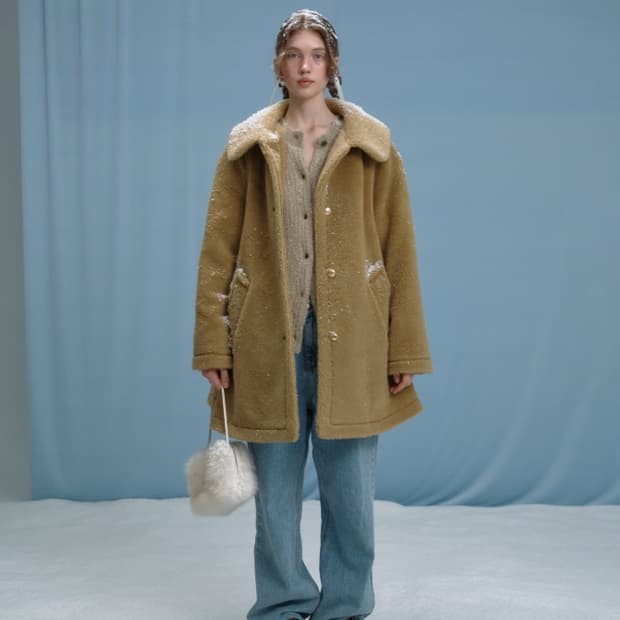 더바넷 캐롤 테디 울 코트 베이지