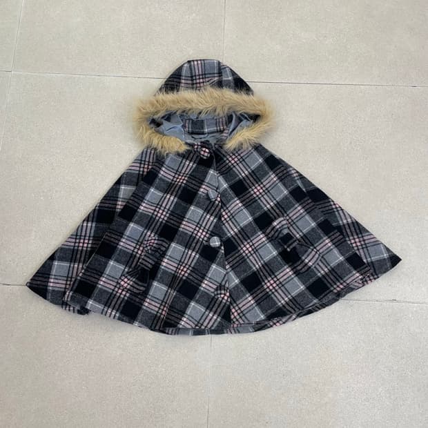 갸루 핑크체크 케이프