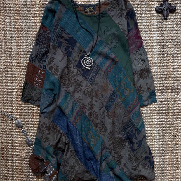 Linen Patch Long Blouse 0161