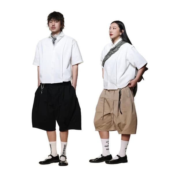 [XL] 6crayon 숏 팬츠 베이지, 블랙