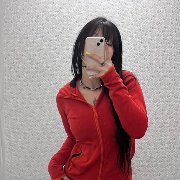 아크테릭스 우먼 Y2K 오렌지 러닝 기모 후드 져지 집업 S C07424