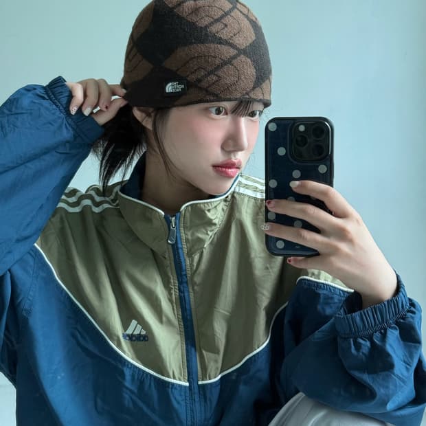 노스페이스 브라운 아크릴 비니