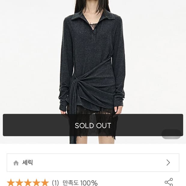 cerric twist button top, charcoal 