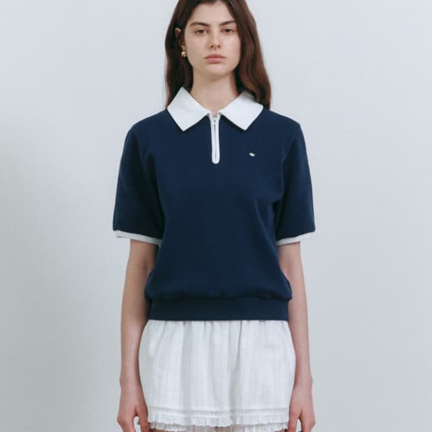 팔렛 카라 반팔티 네이비