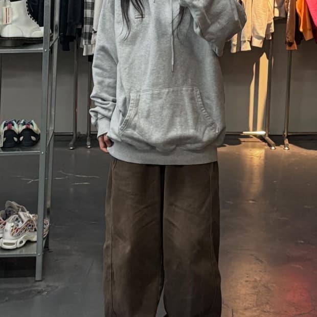 디스이즈네버댓 사각스몰로고 그레이 후드티 A3370