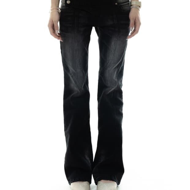 카시코 로우 라이즈 워싱진 팬츠 블랙