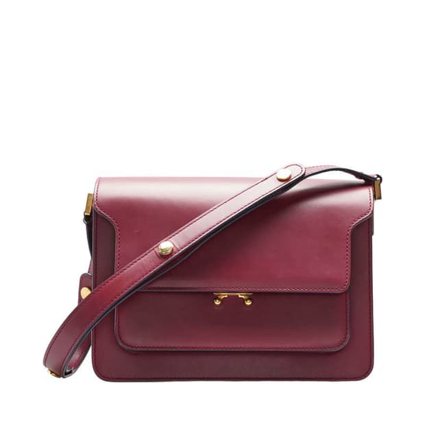 (중고) 마르니 버건디 카프스킨 트렁크 미듐 숄더백