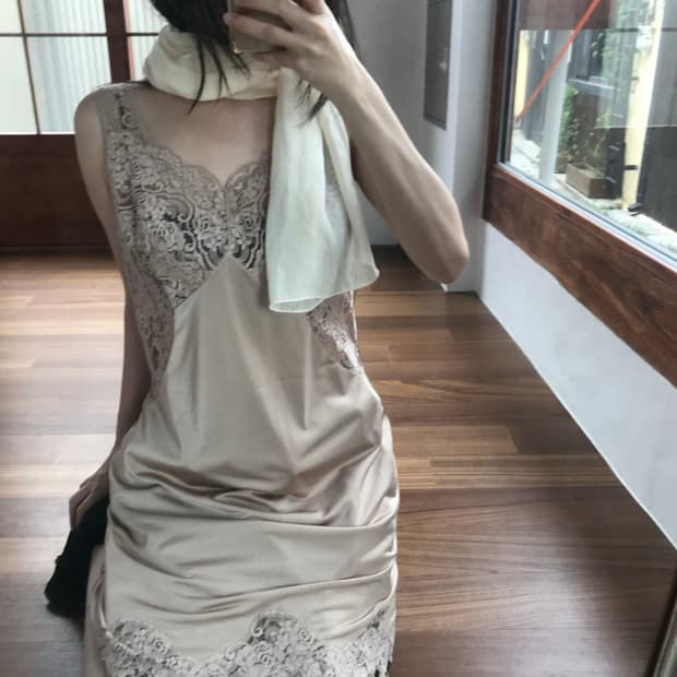 vintage ivory long scarf