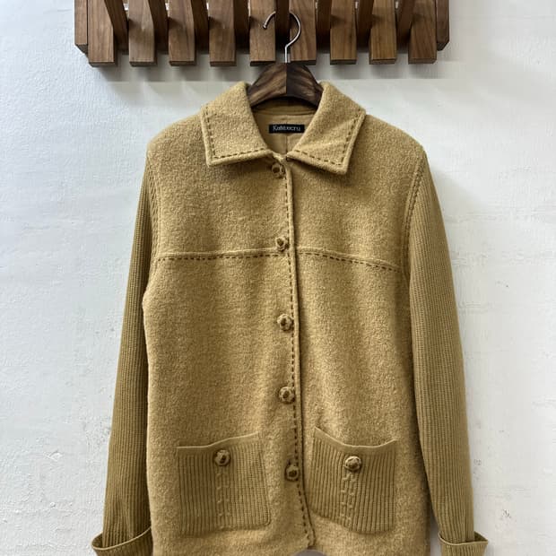 일본빈티지 울 니트 칼라 코트 자켓