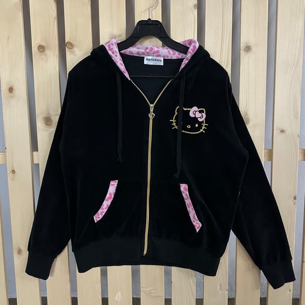 (L) 헬로키티 벨벳 호피 후드집업