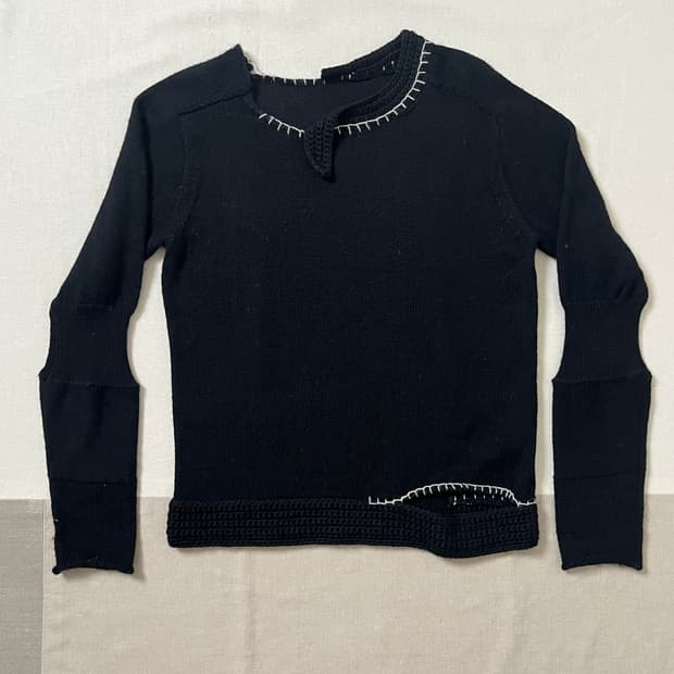 요지야마모토 핸드스티치 비대칭 절개 니트 yohji yamamoto