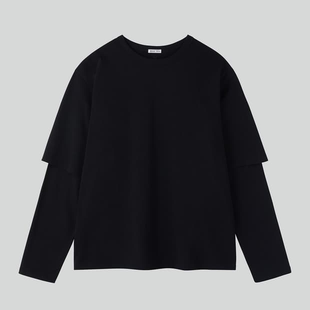 렉토 26SS 오버사이즈 캐시미어 레이어드 긴팔 티셔츠 블랙