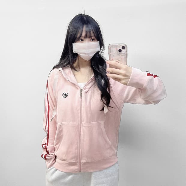 에드하디 스컬 큐빅 벨벳 후드집업 핑크