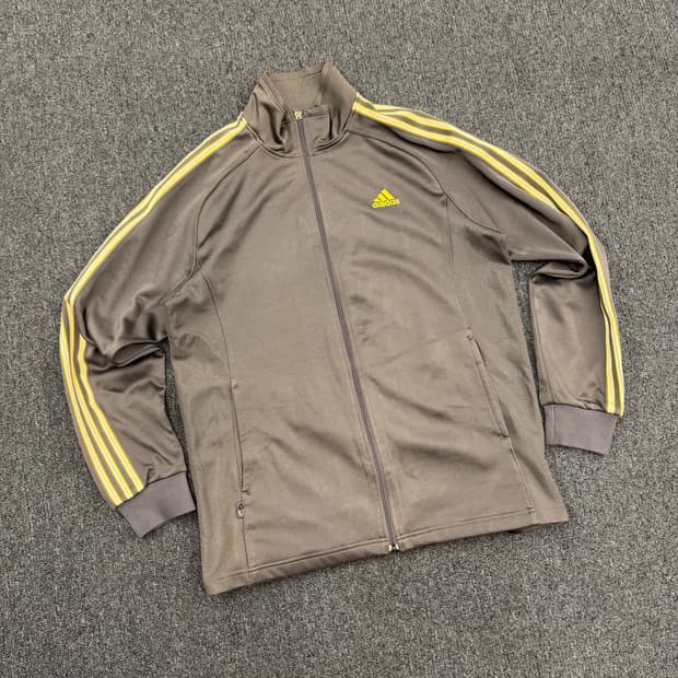 OS)아디다스 빈티지 차콜/옐로우 트랙탑 집업 져지