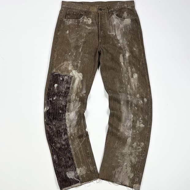 34 90s 리바이스 501 USA 패치워크 데님팬츠 브라운