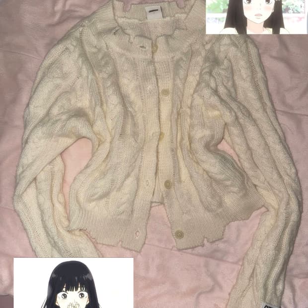 모리 케이블 가디건 아이보리 니트 일본빈티지체리퀴리갸루코이세이오포어링