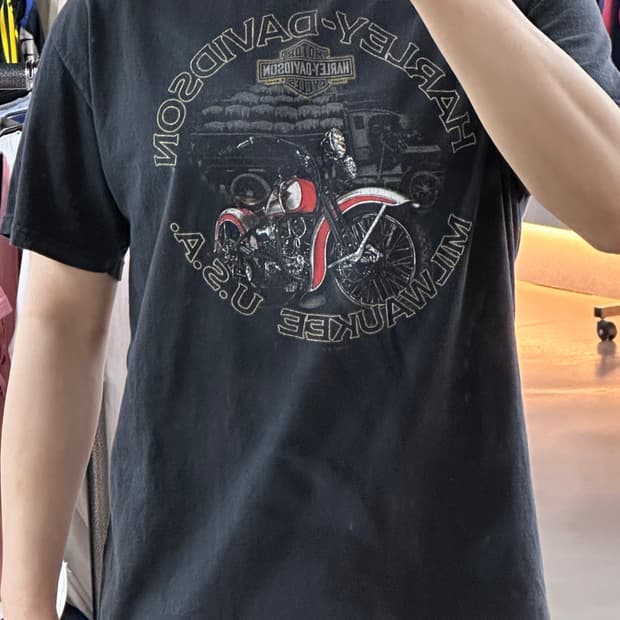 Harley-Davidson Milwaukee USA 프린팅 반팔 티셔츠