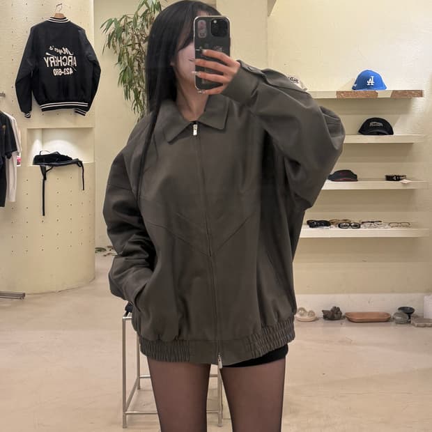 I AM I 레더 블루종 자켓 