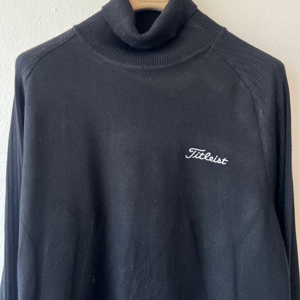 타이틀리스트 남성 블랙 골프티셔츠 터틀넥니트티
