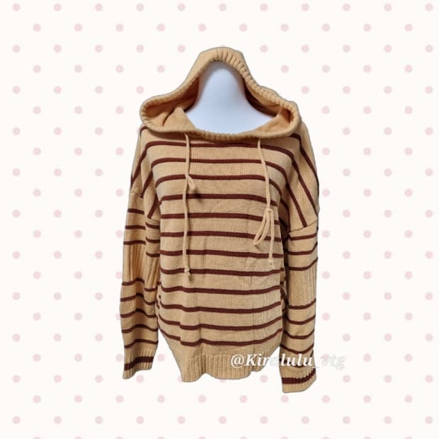 캬라멜 스트라이프 왕후드티