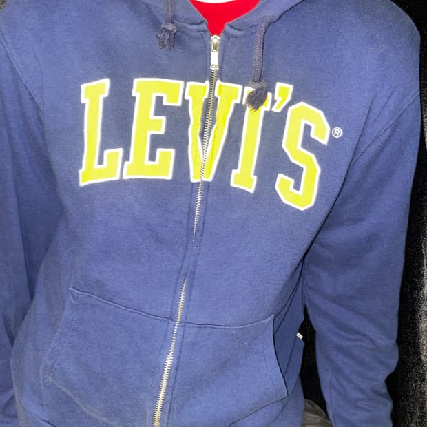 리바이스 네이비 로고 후드집업