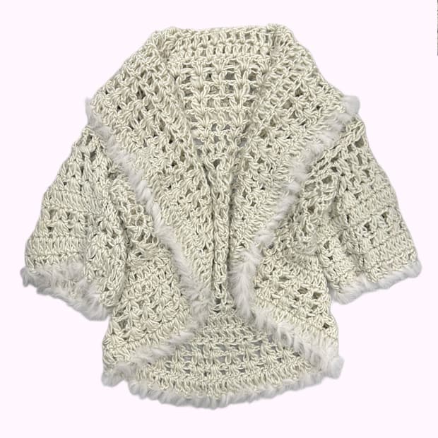 fur treaming net cardigan