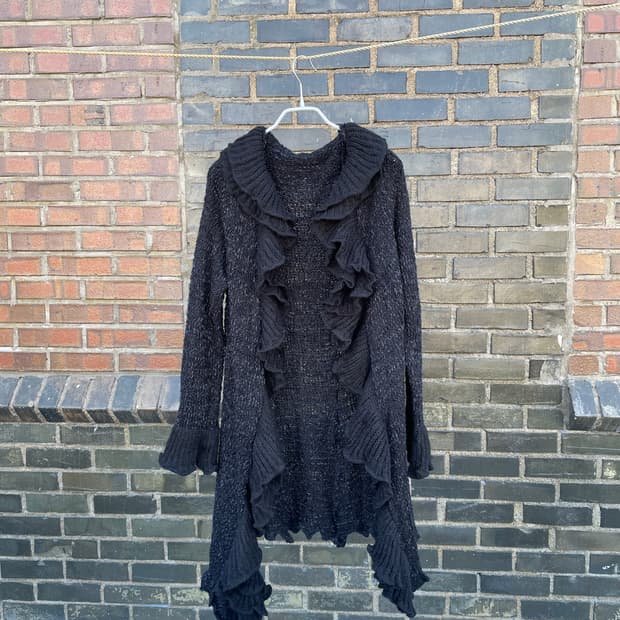 프릴짜임롱가디건