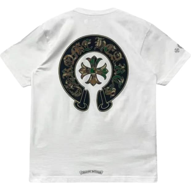 크롬하츠 카모플라쥬 홀스슈 로고 숏슬리브 티셔츠 화이트