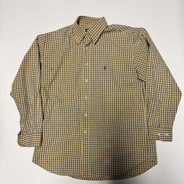 폴로 랄프로렌 귀여운 옐로우 체크 셔츠 M