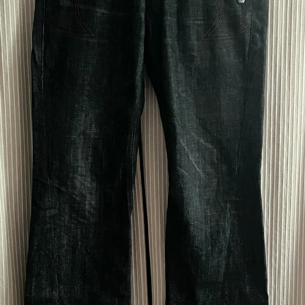 Python leather detail jean