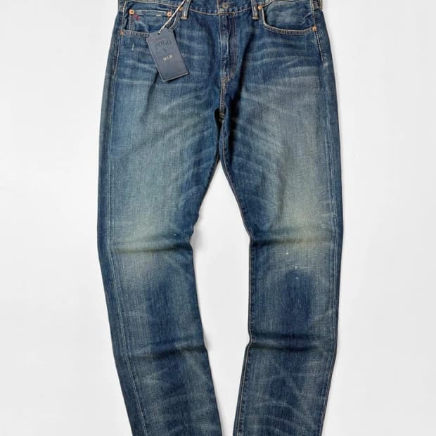 폴로 랄프로렌 가죽 패치드 페이딩 데님 팬츠 PN5404