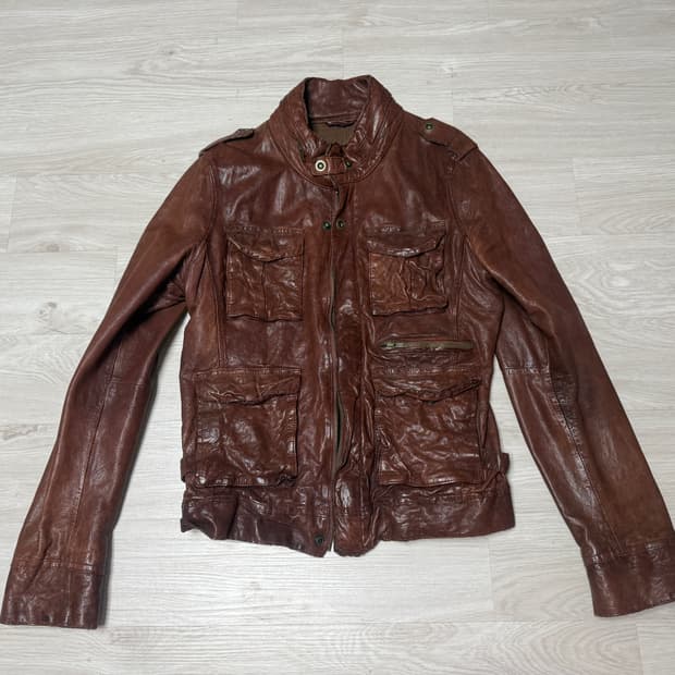 [M] 빈티지 브라운 양가죽 라이더 자켓