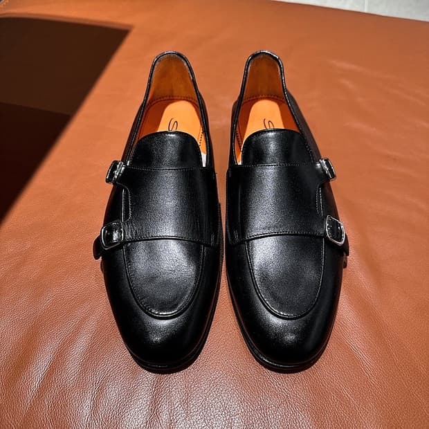 (정품/새상품) SANTONI 산토니 남성 블랙 몽크스트랩 로퍼 슈즈
