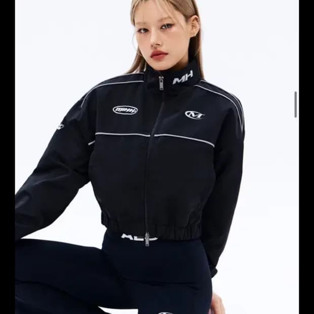 미학 리플렉티브 레이싱 크롭 웜업 자켓 2