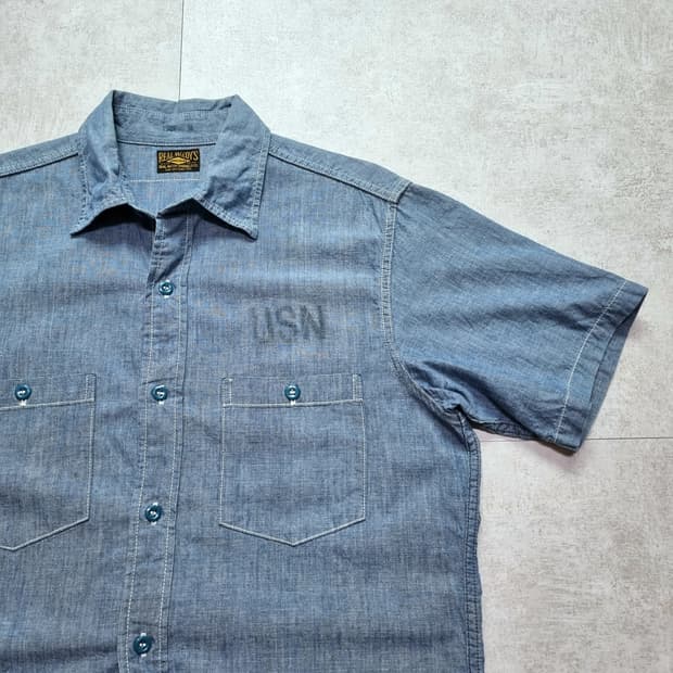 리얼맥코이 USN 샴브레이 반팔 셔츠 16sz