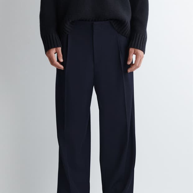 COS 플리티드 울 트라우저 네이비