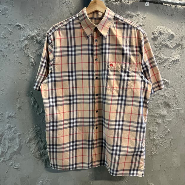 M 버버리 BURBERRY 런던 노바체크 반팔 셔츠 베이지