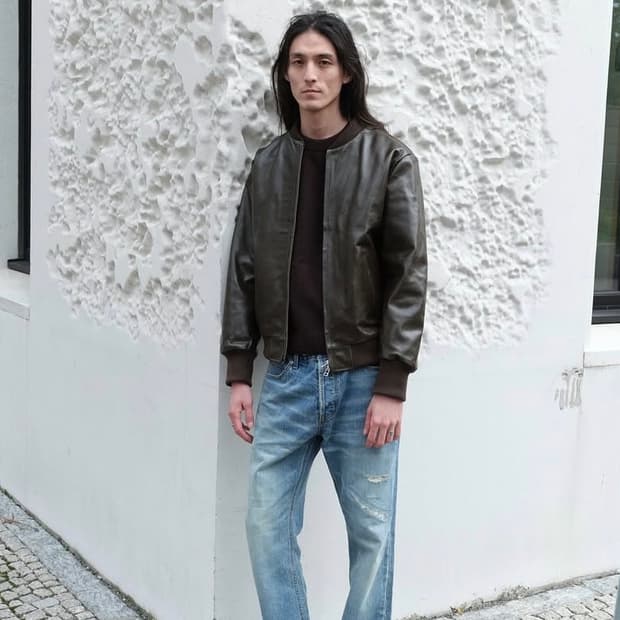 [48] permanent leather jacket - khaki