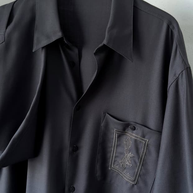 JPN made wool fabric design stitch shirt