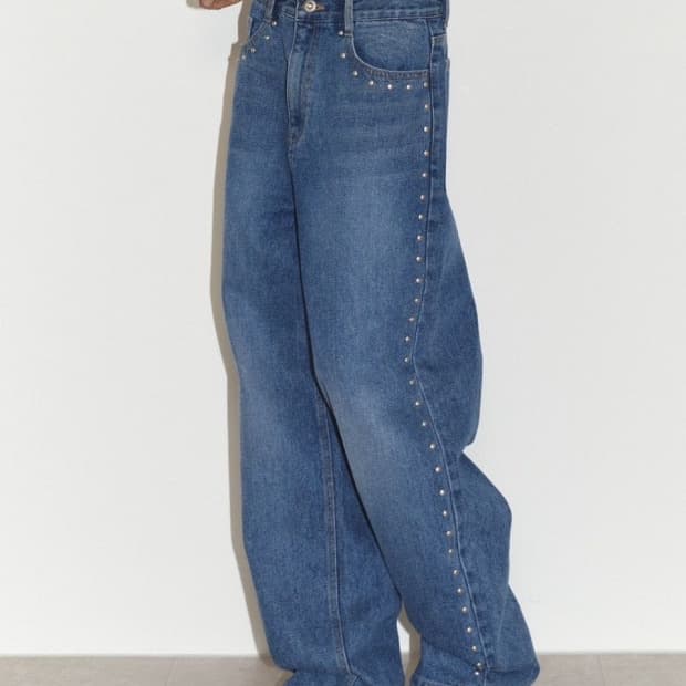 폴리수엠 스터드 데님 팬츠 1 (허리 수선 ㅇ)