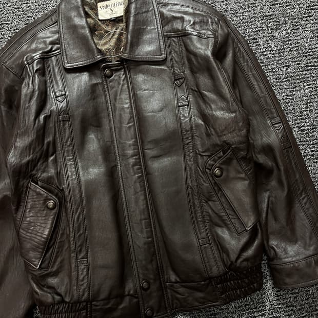90s 발렌티노 일판 아카이브 브라운 램스킨 레더 봄버 자켓 220
