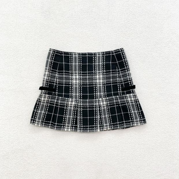블랙 체크 ♥ 공겜여주깔 모직 미니 스커트