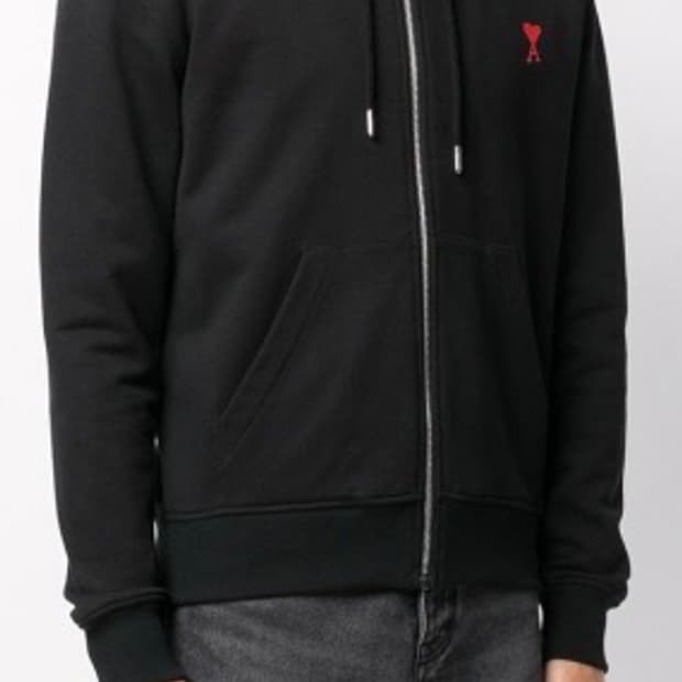 아미 20FW 하트 스몰 로고 자수 후드집업 L