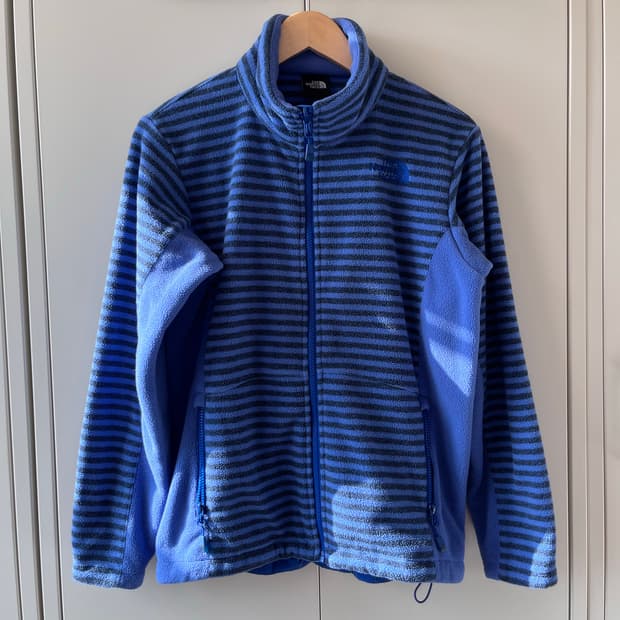 노스페이스 블루 스트라이프 후리스 집업