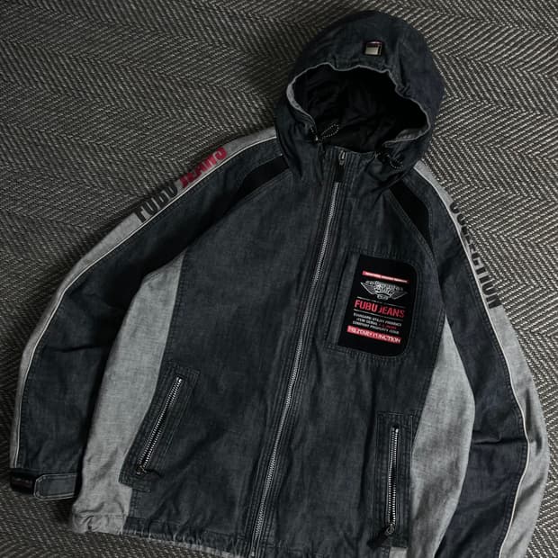 00s 후부 올드스쿨 데님 후드 트러커 자켓y 3459