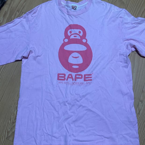 베이프 베이비마일로 딸기우유 핑크 롱슬리브