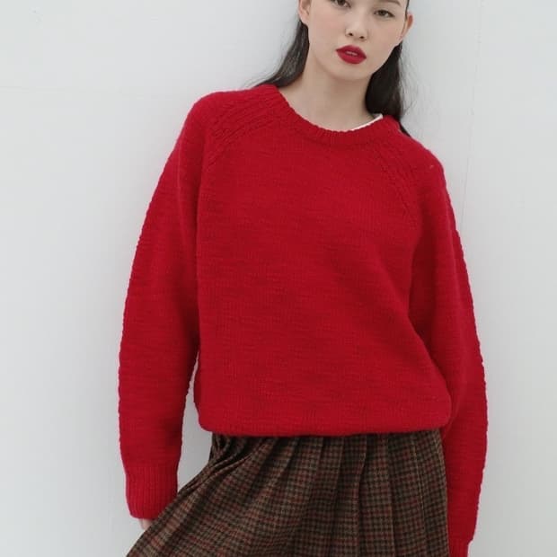 [블핑 지수 착용] 포니테일 이지피지 니트 레드 Free