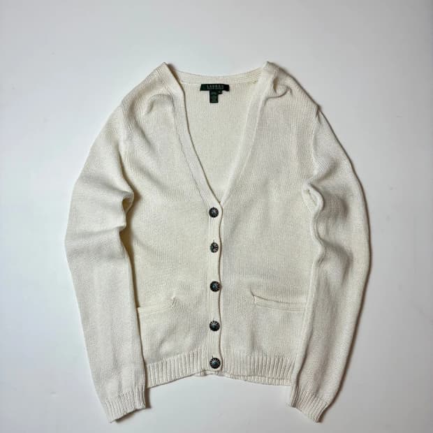 로렌 랄프로렌 터키석 실버버튼 웨스턴 니트 가디건 PN8144