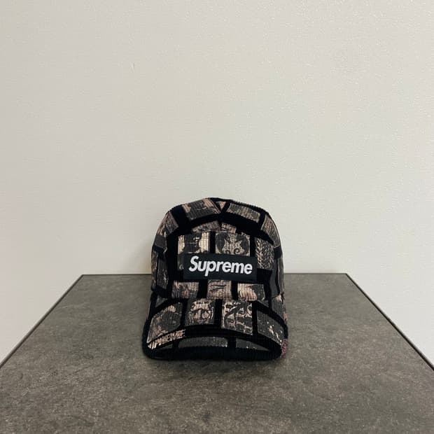 (OS) 슈프림 박스로고 캠프캡 모자 코듀로이 블랙